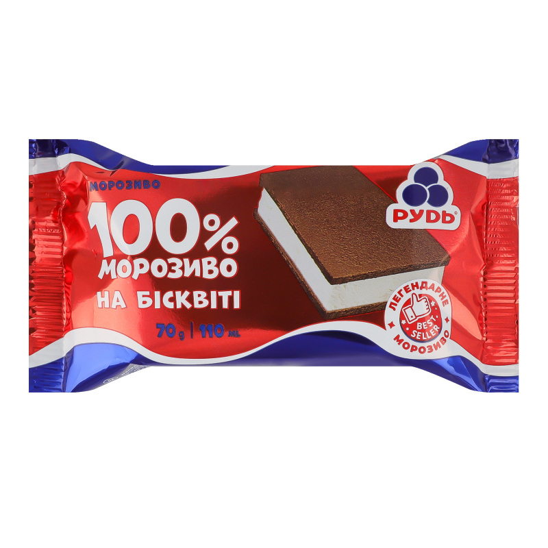 Морозиво на бісквіті 100% морозиво Рудь м/у