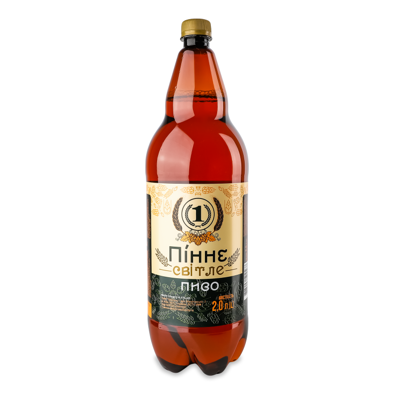 Пиво Пінне світле 4,1% 2л пет ТМ “1”