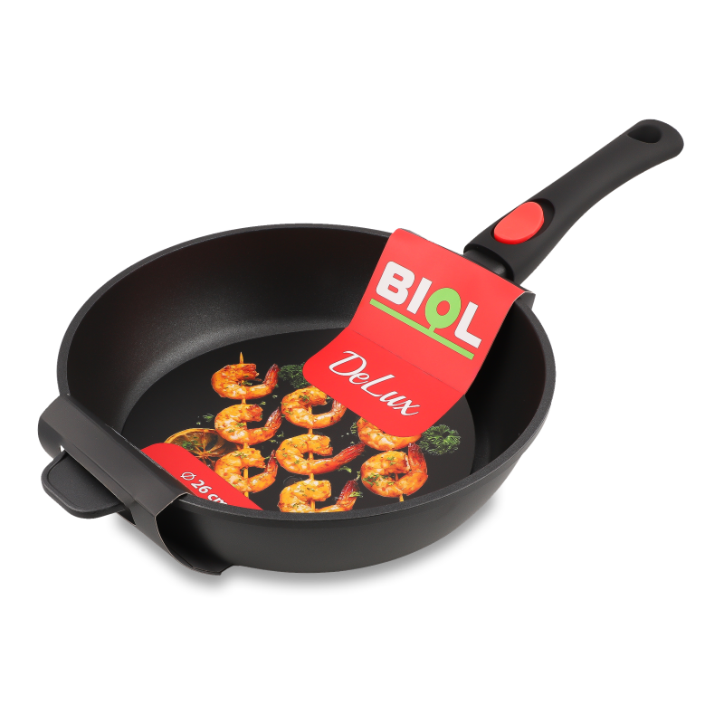 Сковорода ДеЛюкс антипригарне покриття індукційне дно з”ємна ручка 26см2617P Біол