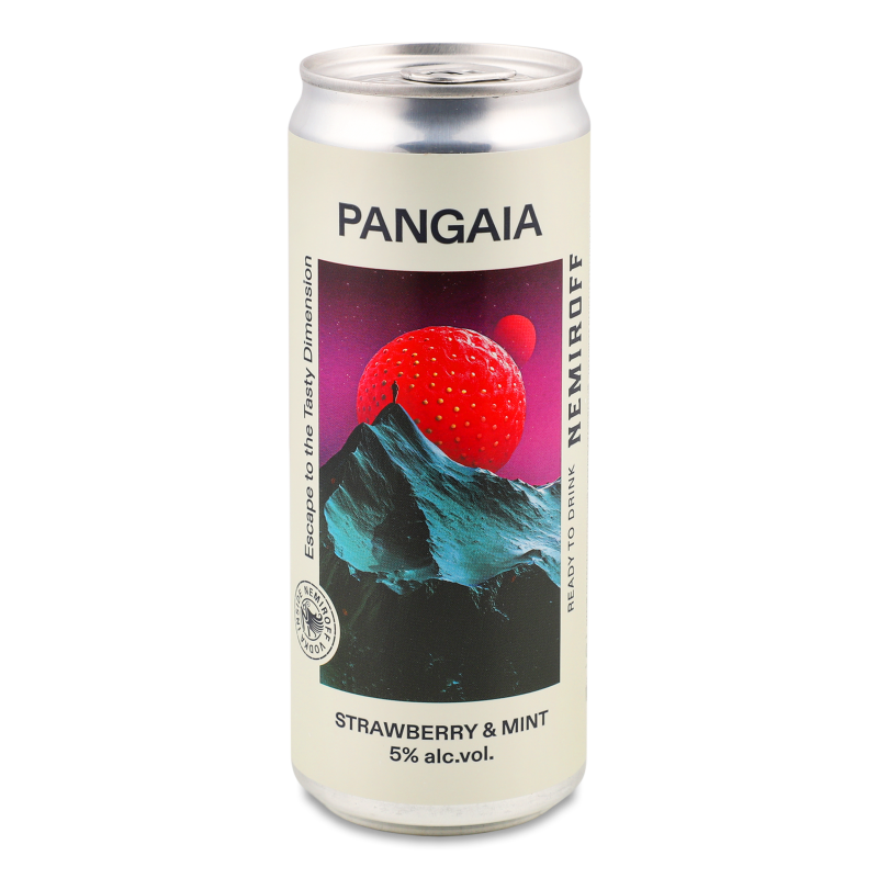 Напій слабоалкогольний Pangaia Strawberry&Mint середньогазований 5% 330мл ж/б Nemiroff