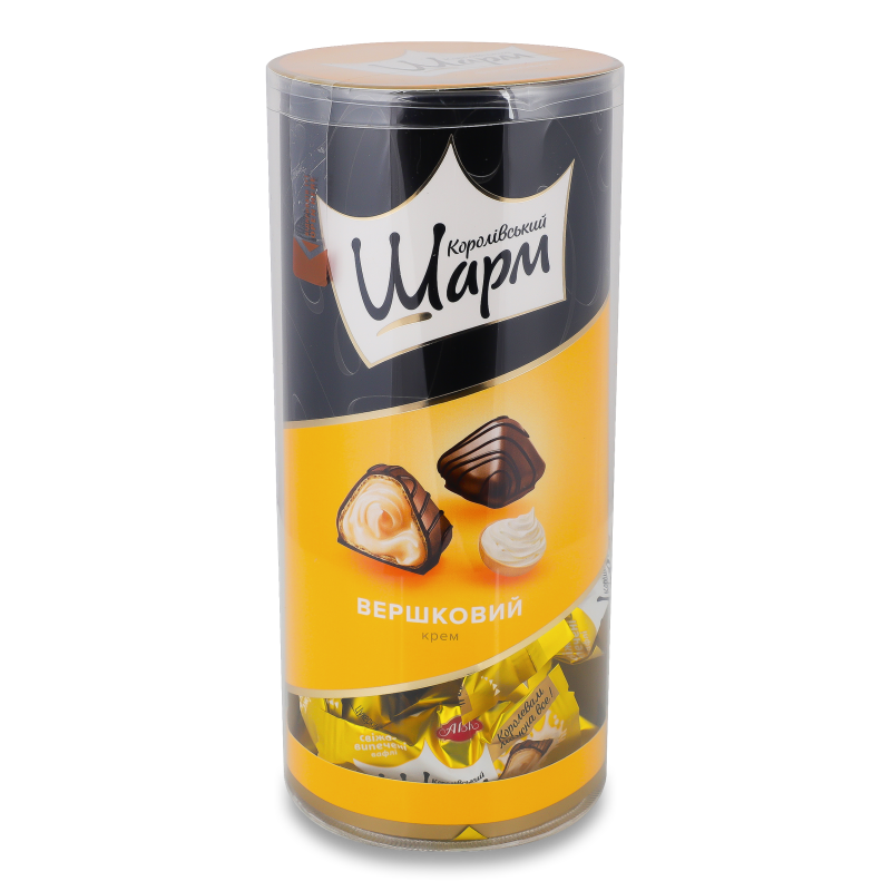 Цукерки Королівський шарм з вершковим кремом 235г тубус АВК