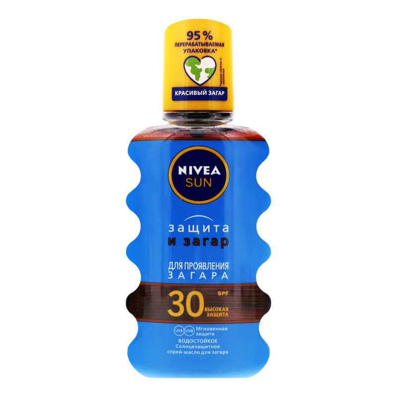 Спрей-масло солнцезащитное водостойкое SPF 30 Защита и загар Sun Nivea ...