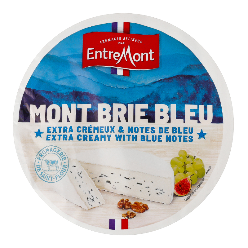 Сир 69% м'який з білою і блакитною пліснявою Mont brie bleu Entremont кг