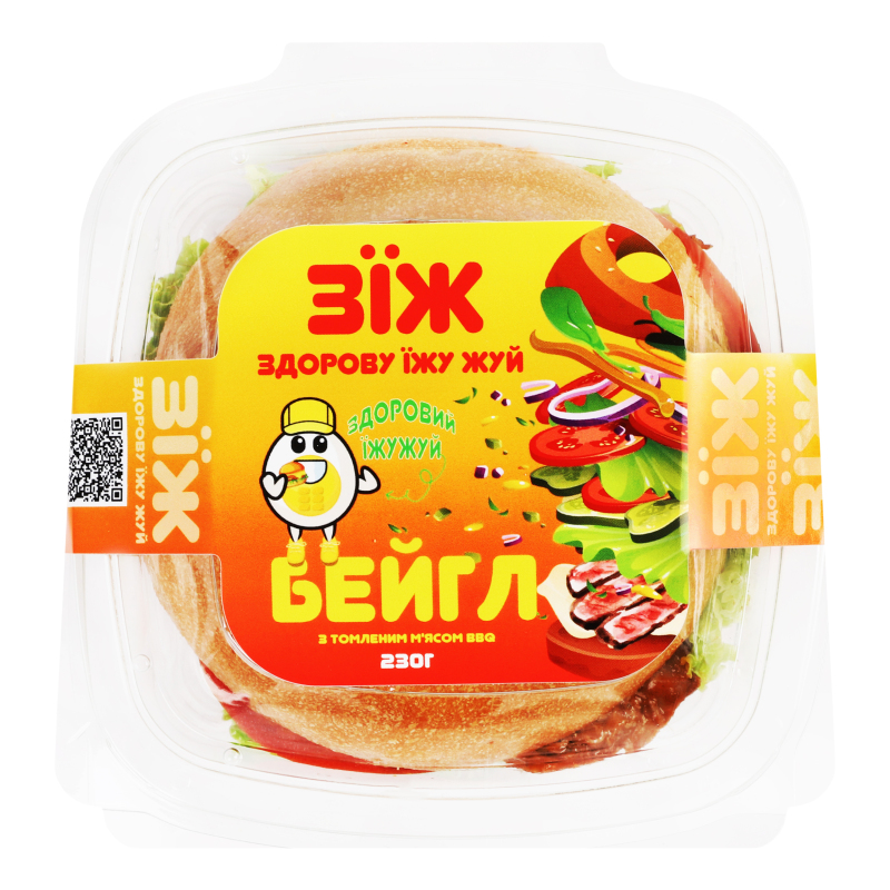 Бейгл з томленим м'ясом BBQ ЛотОК п/у