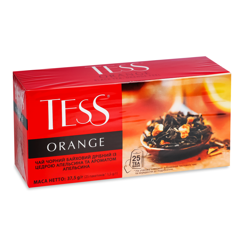 Чай Orange чорний з цедрою апельсина та ароматом апельсина 25*1,5г Tess