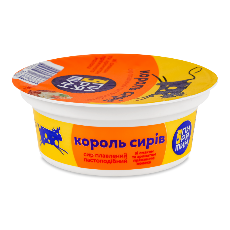 Сир плавлений Король сирів з смаком пряженого молока пастоподібний 60% 90г стакан Пирятин