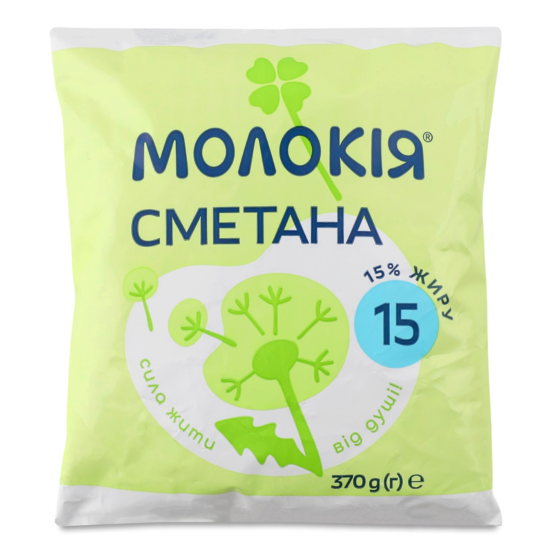 Сметана 15% 370г п/е Молокія