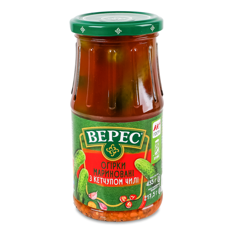 Огірки мариновані з кетчупом чилі 435г твіст/б Верес