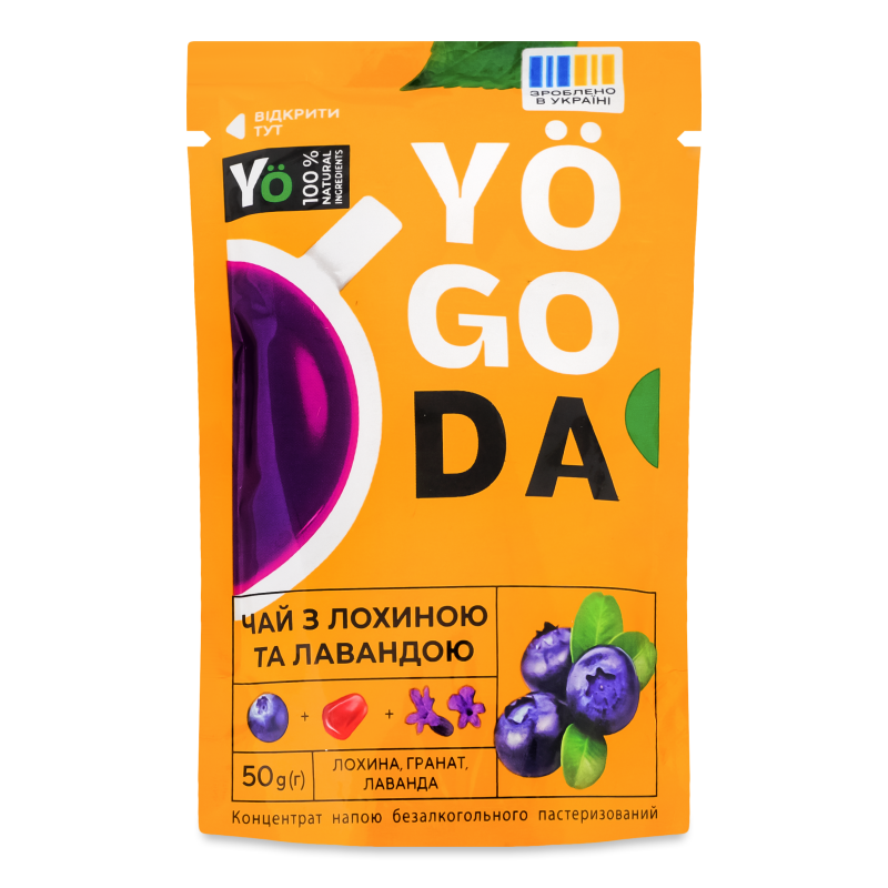 Концентрат напою б/а Чай з лохиною та лавандою 50г саше Yogoda