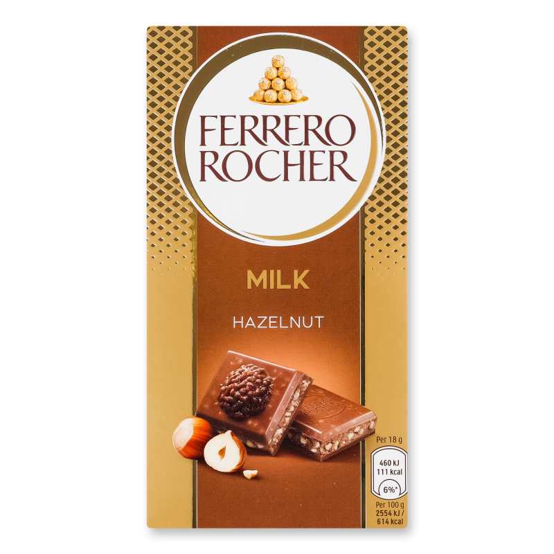 Шоколад молочний з лісовими горіхами 90г Ферреро