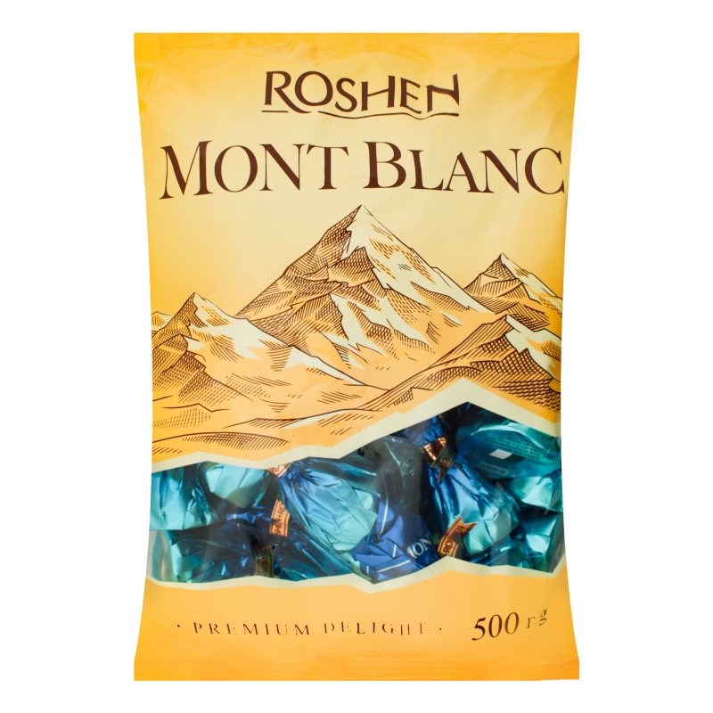 Цукерки пралінові тришарове горіхове праліне Montblanc Roshen кг