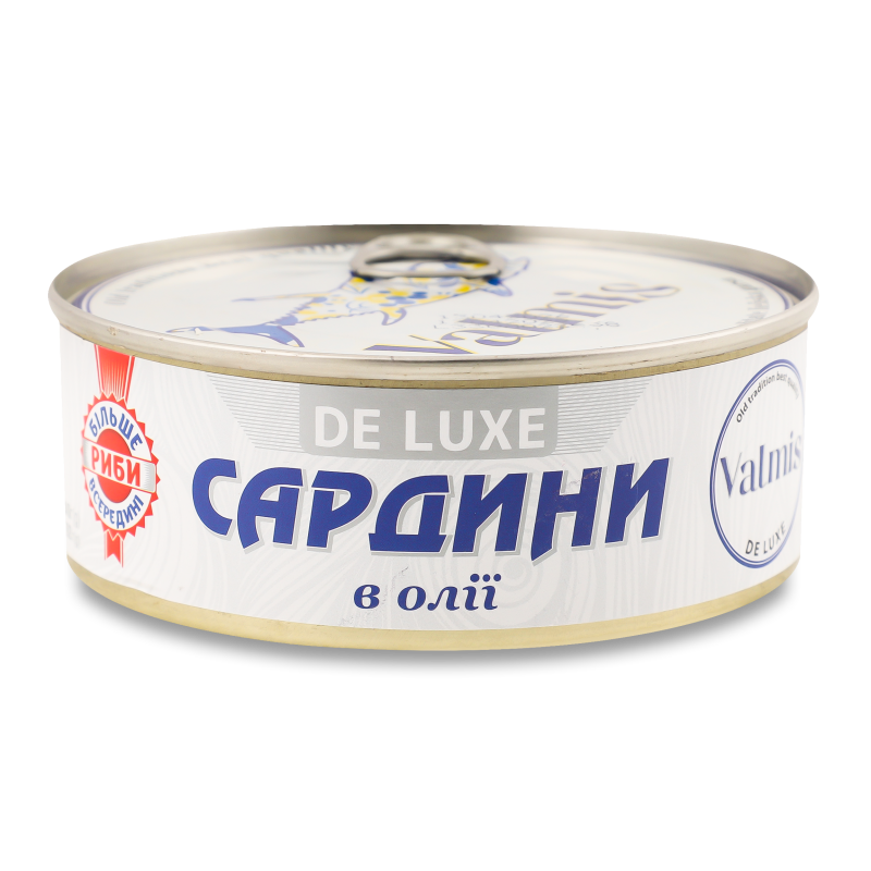 Сардина Де Люкс атлантична в олії 240г ж/б з ключем Валміс
