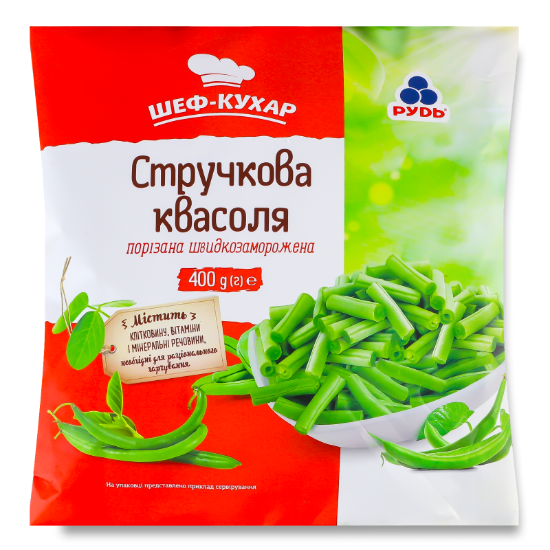 Квасоля стручкова порізана с/м 400г Рудь