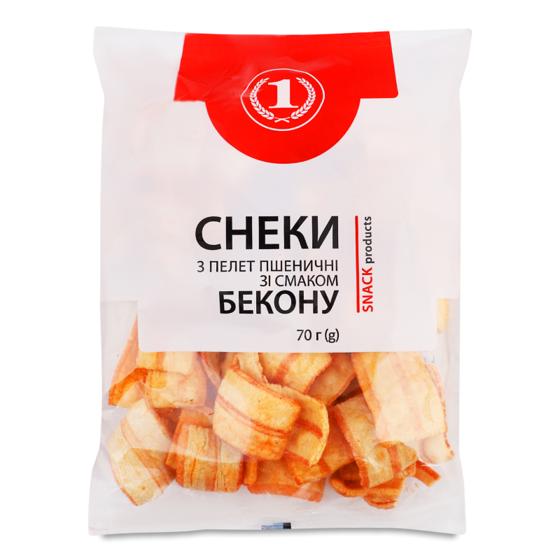 Снеки з пелет пшеничні з смаком бекону 70г ТМ “1”