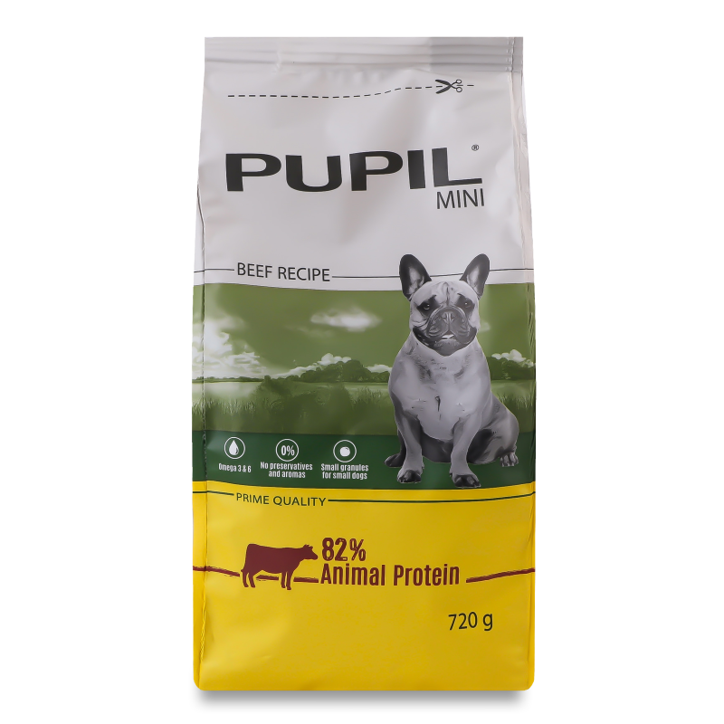 Корм д/собак малих порід з яловичиною та печінкою сухий 720г Pupil