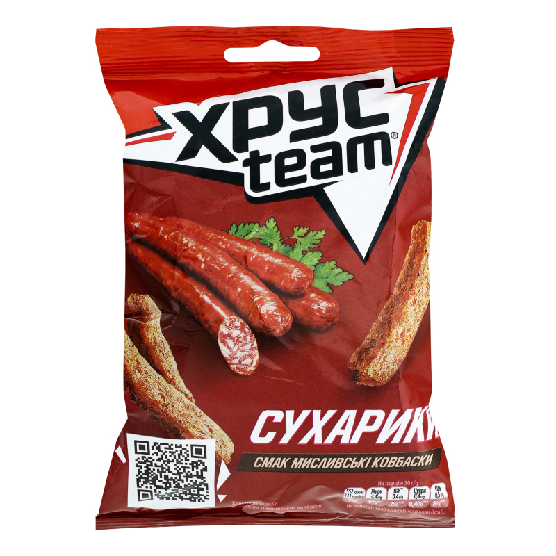 Сухарики хрустящие со вкусом охотничьих колбасок Хрусteam м/у 70г ...