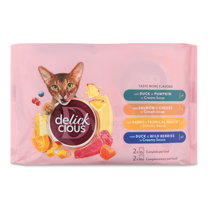 Корм д/дорослих котів Асорті №2 2*80г+2*85г Delickcious