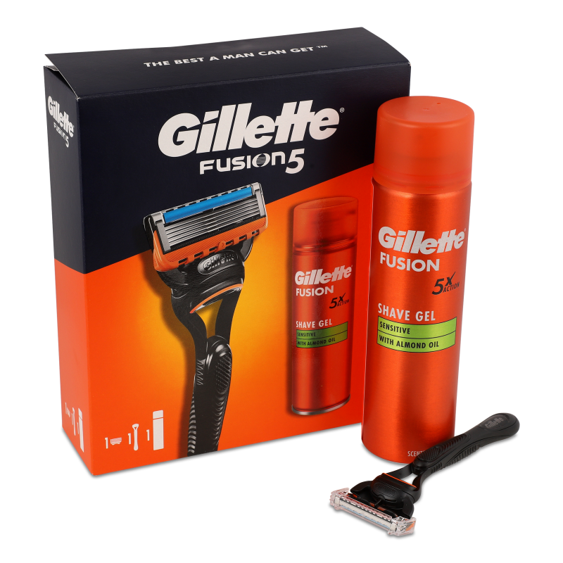 Набір Fusion5 Станок д/гоління 1картридж+Гель д/гоління д/чутливої шкіри 200мл Gillette