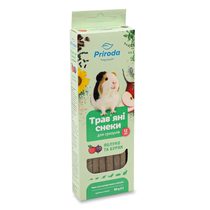 Ласощі д/гризунів Трав”яні снеки Яблуко та буряк 60г Природа