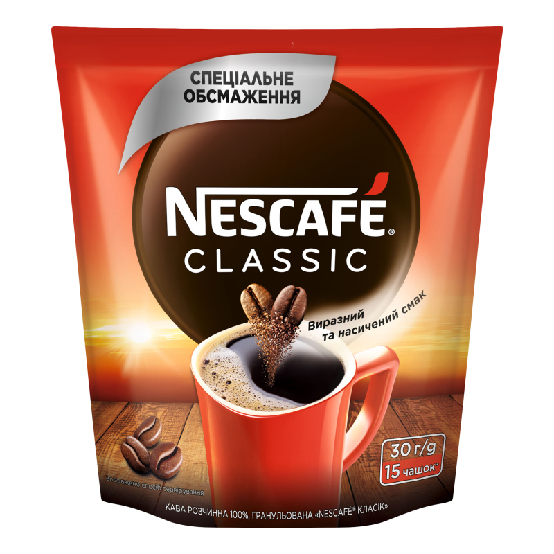 Кофе растворимый гранулированный Classic Nescafe д/п 30г Nescafe ...
