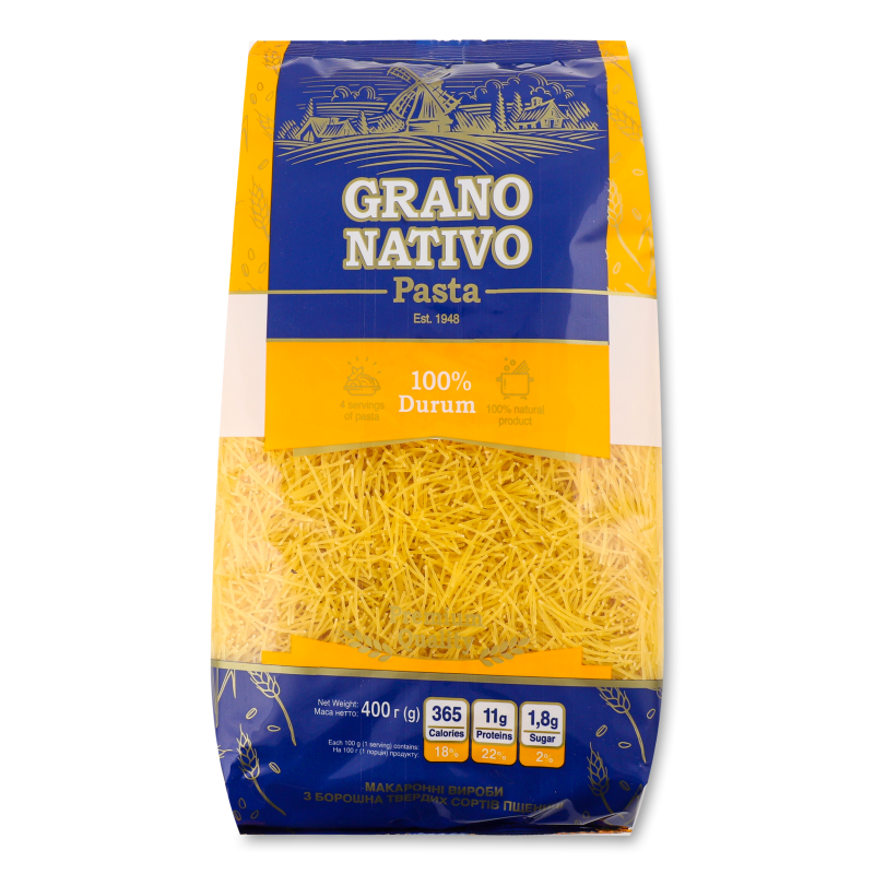 Вироби макаронні Павутинка 400г Grano Nativo