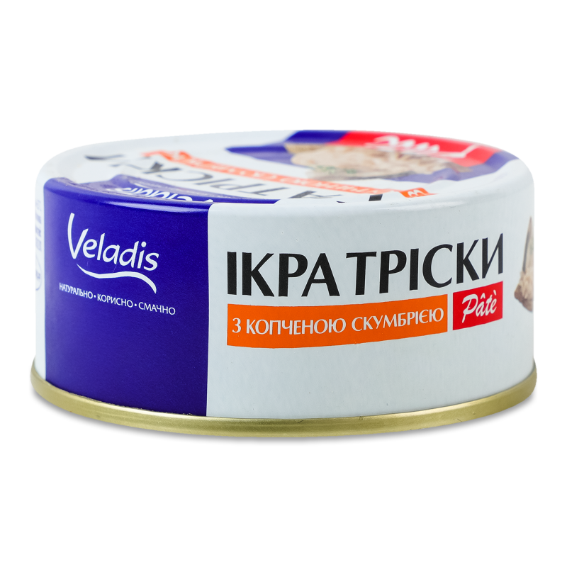 Ікра тріски Pate з копченою скумбрією 100г ж/б з ключем Veladis