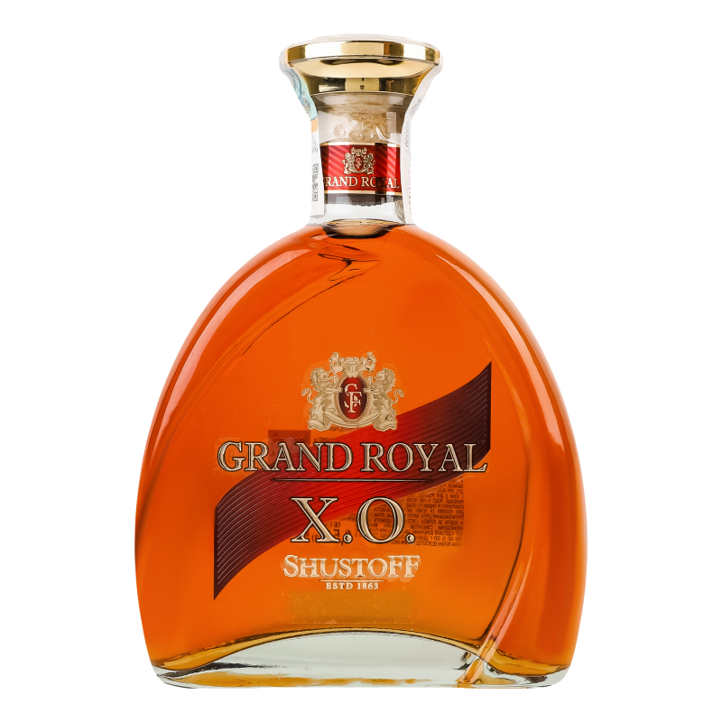 Бренди 0.5л 40% виноградный марочный Grand Royal X.O. Shustoff бут