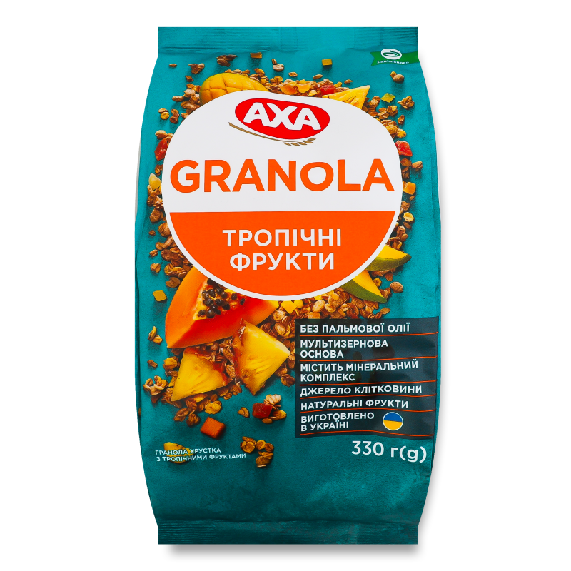 Гранола хрустка з тропічними фруктами 330г п/е Аха