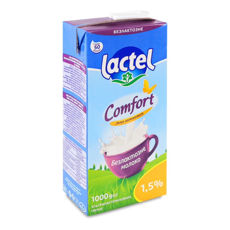 Молоко Comfort ультрапастеризоване безлактозне 1,5% 1000г т/брік Lactel
