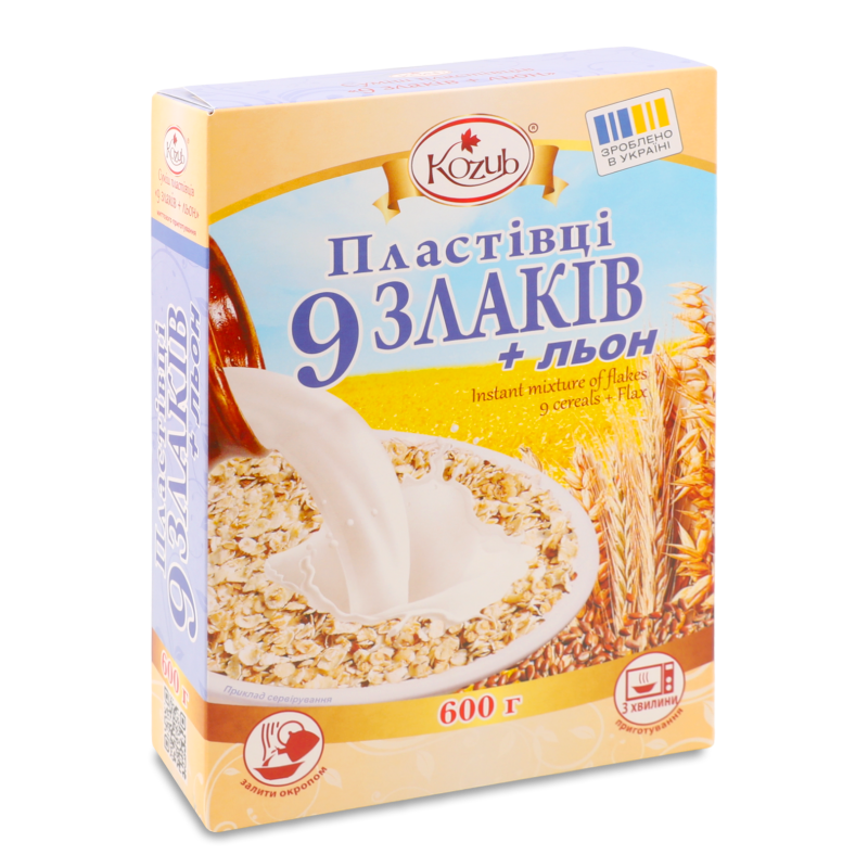 Пластівці 9злаків+льон 600г Козуб продукт