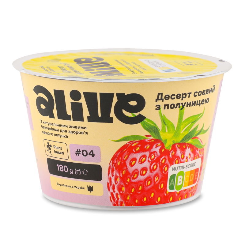 Десерт соєвий з полуницею 180г стакан Alive