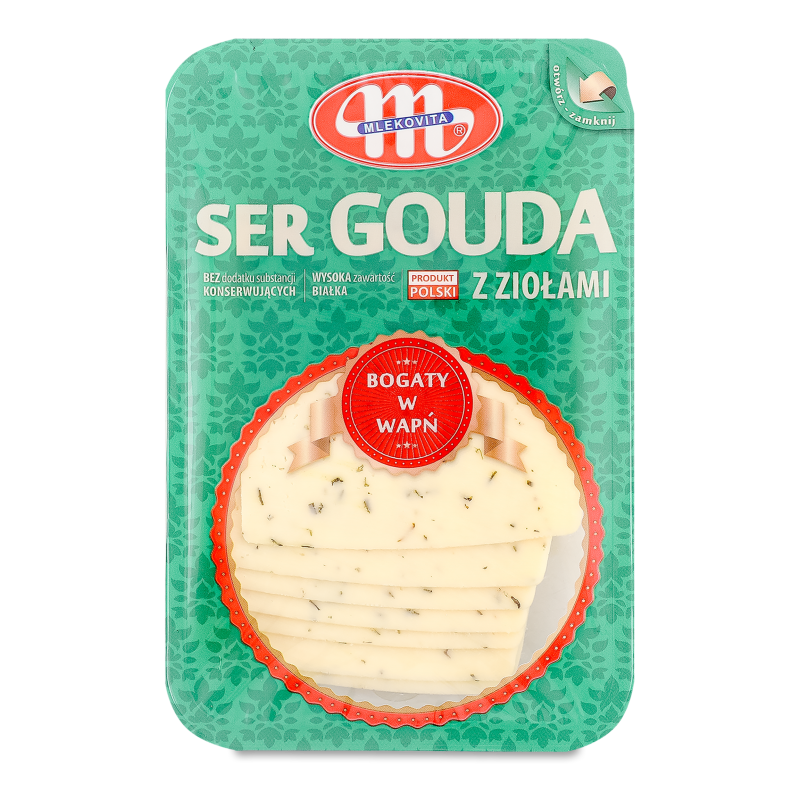 Сир Гоуда з травами 50% нарізка 150г Млековіта