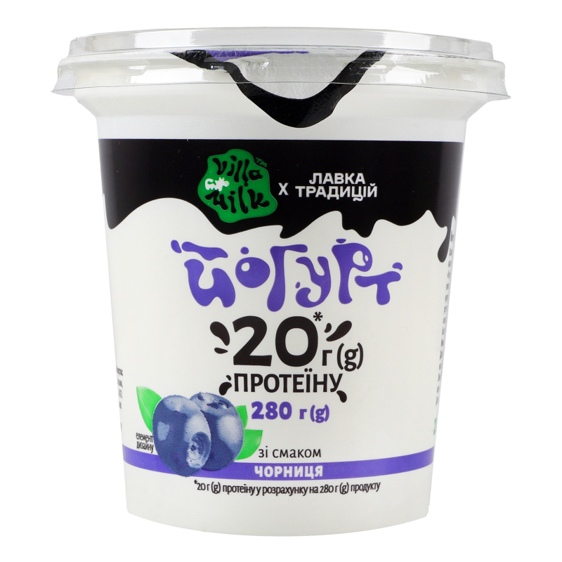 Йогурт 1% збагачений білком із наповнювачем Чорниця Villa Milk ст