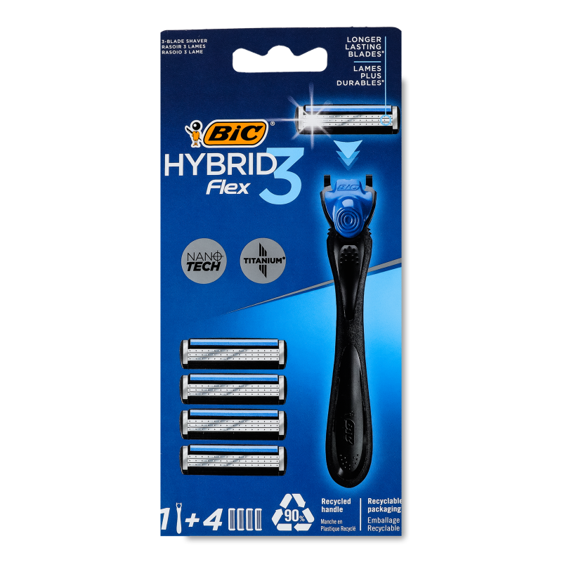 Станок д/гоління Флекс-3 Гібрід+4картриджа Бік