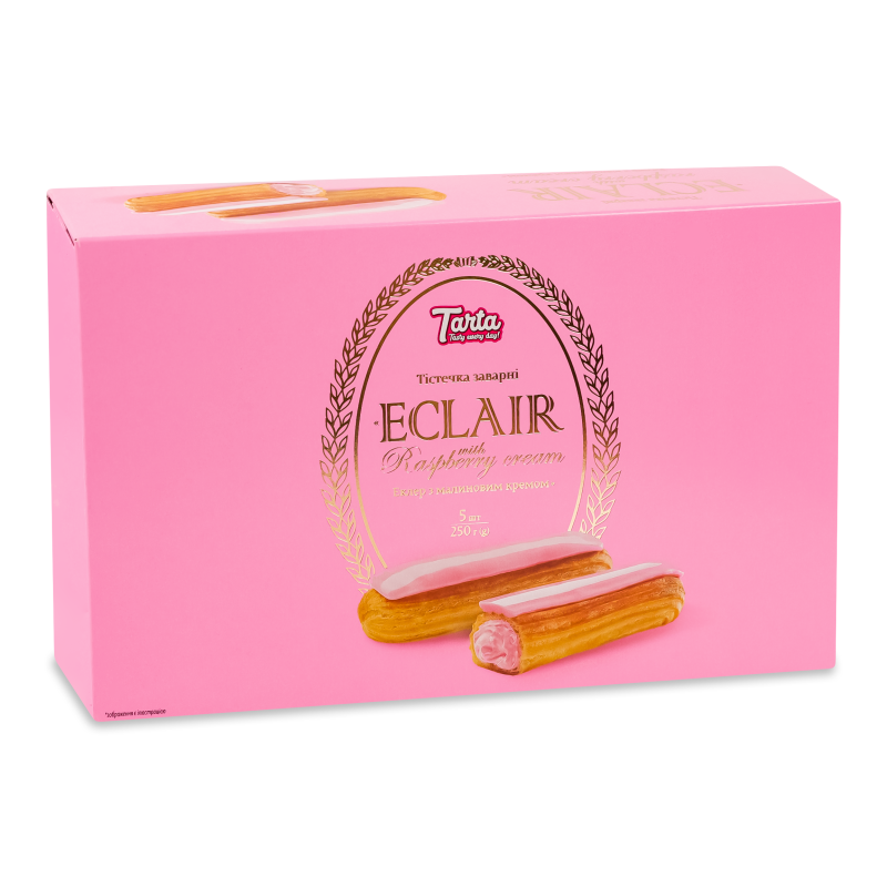 Тістечка заварні Eclair з малиновим кремом 250г Tarta