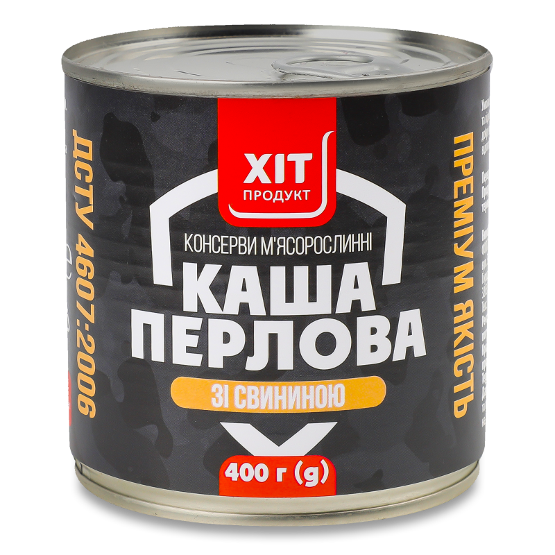 Каша перлова з свининою 400г ж/б Хіт Продукт