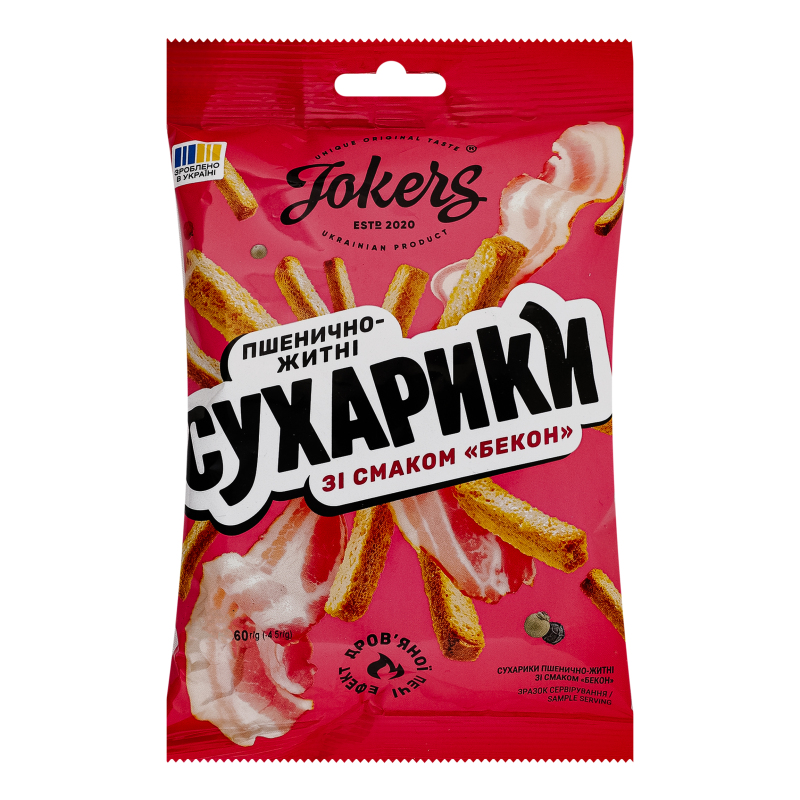 Сухарики пшенично-житні Бекон Jokers м/у
