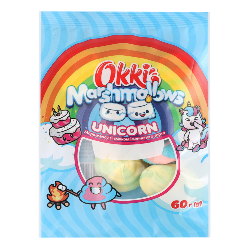 Маршмелоу зі смаком іменинного торта Unicorn Okki м/у