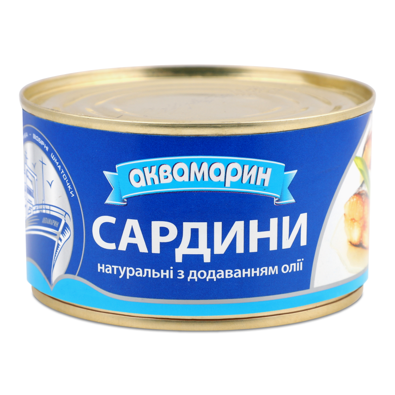Сардини натуральні з додаванням олії 230г ж/б Аквамарин