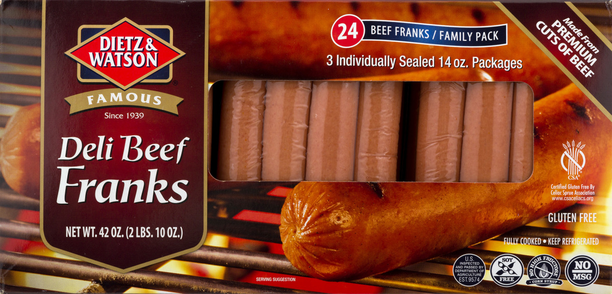 Dietz & Watson Famous Deli Beef Franks Family Pack 24 CT Dietz