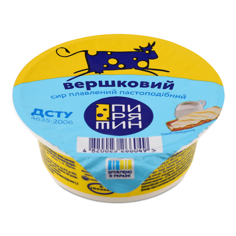 Сир плавлений Вершковий пастоподібний 45% 90г стакан Пирятин