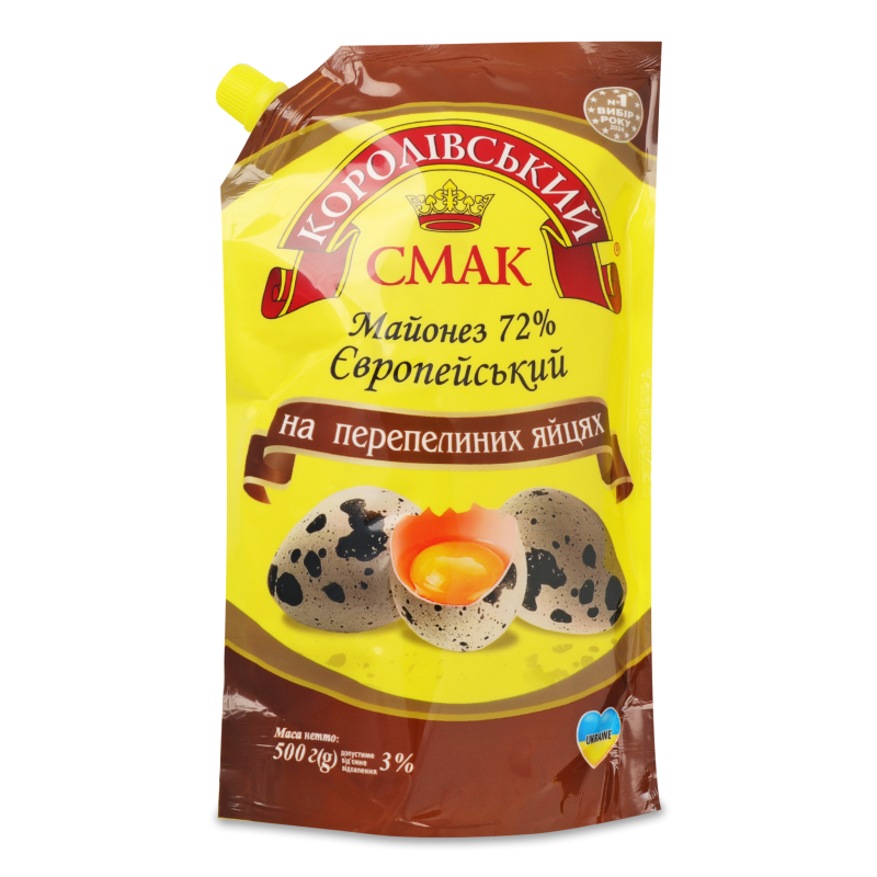 Майонез Європейський на перепелиних яйцях 72% 500г д/п Королівський смак