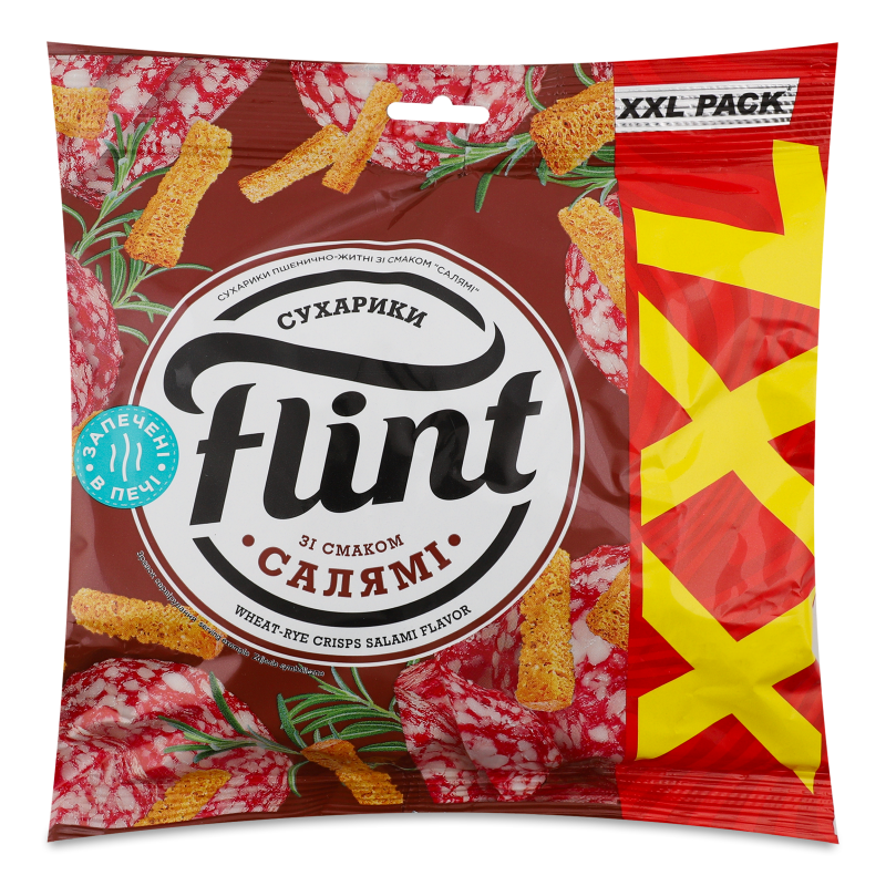 Сухарики пшенично-житні з смаком Салямі 140г Flint