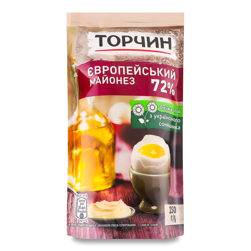 Майонез Європейський 72%150г д/п Торчин