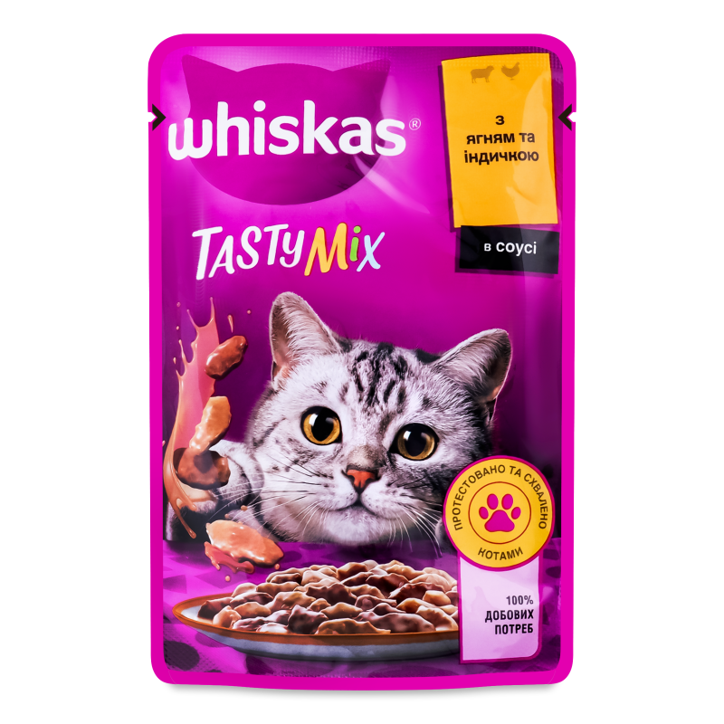 Корм д/дорослих котів TastyMix з ягням та індичкою в соусі 85г пауч Whiskas