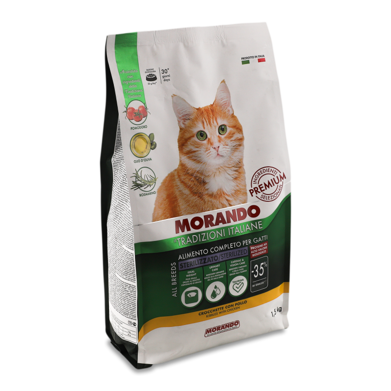 Корм д/стерилізованих котів з куркою сухий 1,5кг Morando Tradizioni