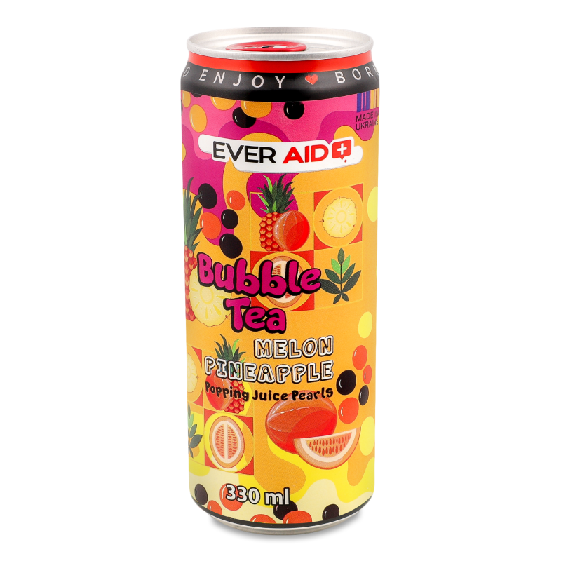 Напій безалкогольний Bubble Tea Melon Pineapple слабогазований 330мл ж/б Ever Aid
