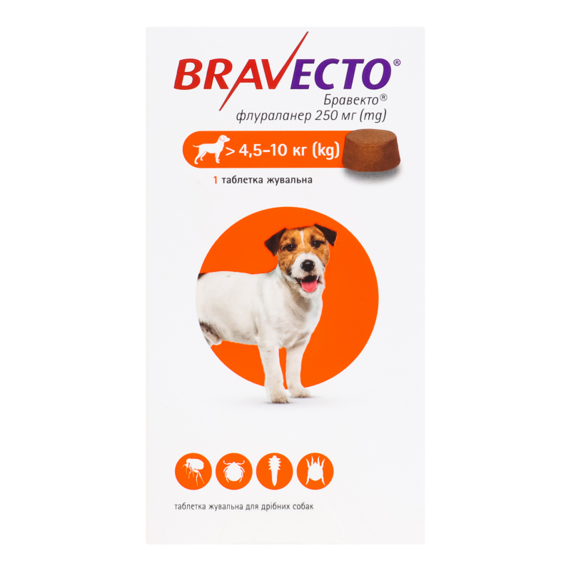 Таблетка для мелких собак жевательная 4.5-10кг Bravecto 1шт Bravecto ...