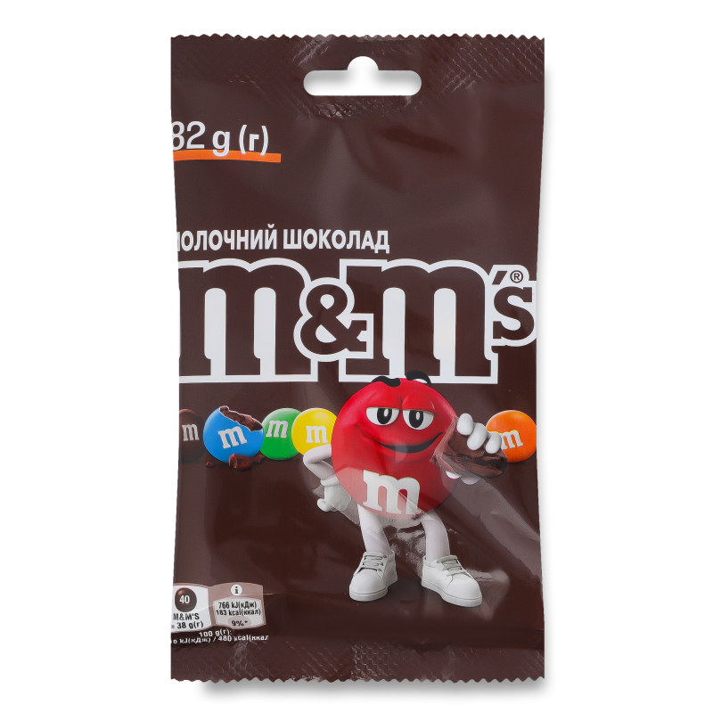 Драже з молочним шоколадом вкриті різнокольоровою глазур’ю 82г M&M’s