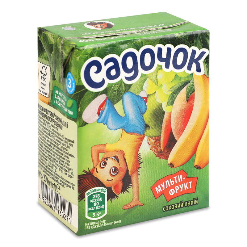 Нектар Мультифрукт 0,2л т/п Садочок